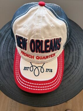 New Orleans Trucker Cap - Red, Navy, Cream
